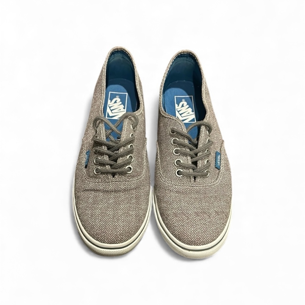 Men’s size 6, women’s size 7.5 Vans grey canvas herringbone